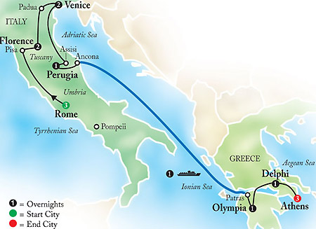 italy greece map itinerary globus 411travelbuys tours
