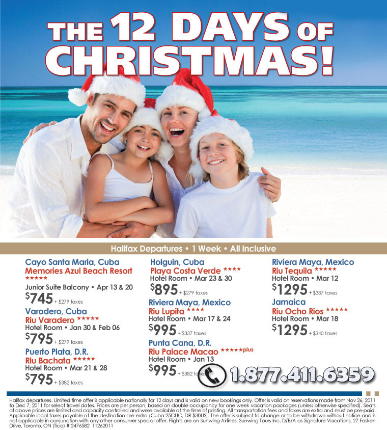 Signature Vacations 12 Days of Christmas Deals All Inclusive