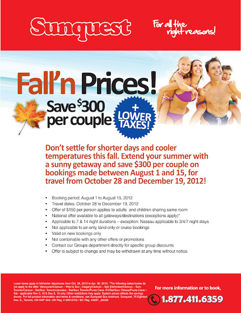 Sunquest Vacations Fall'n prices