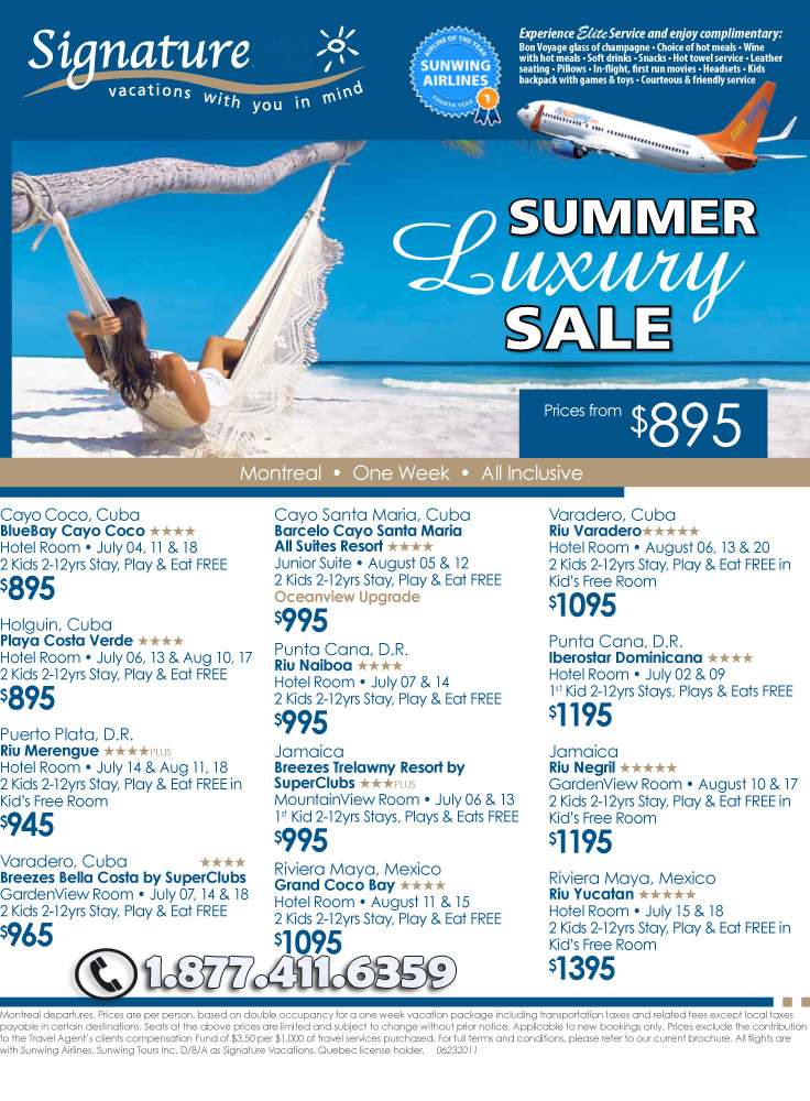 Signature Vacations | Summer Luxury Sale with Signature Vacations | All ...