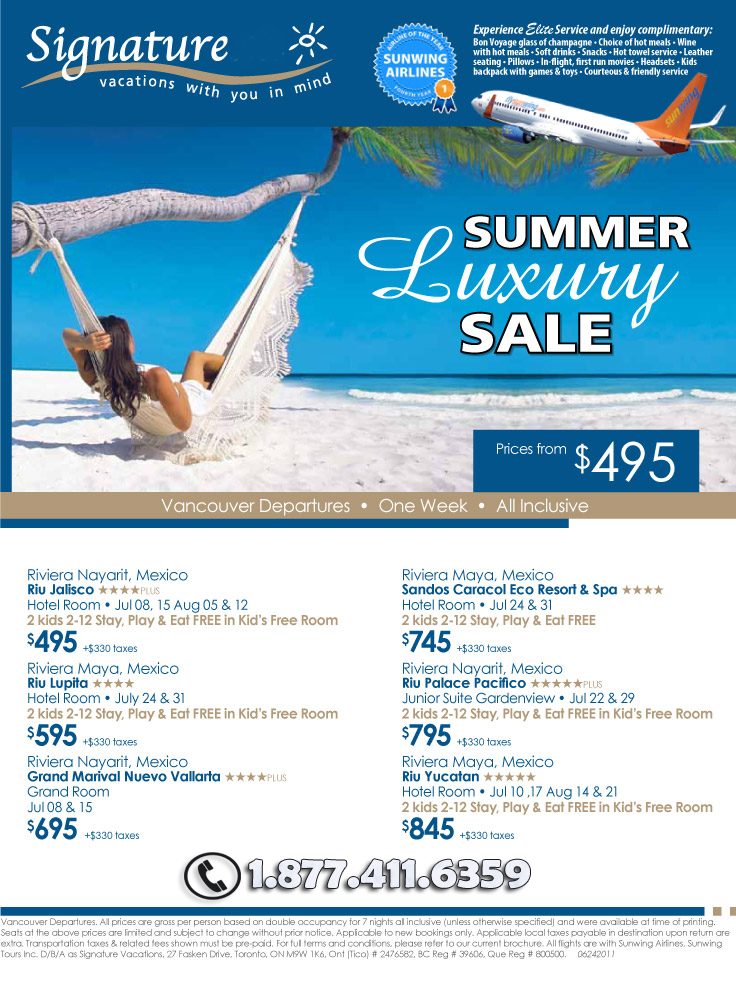 Signature Vacations | Summer Luxury Sale with Signature Vacations | All ...