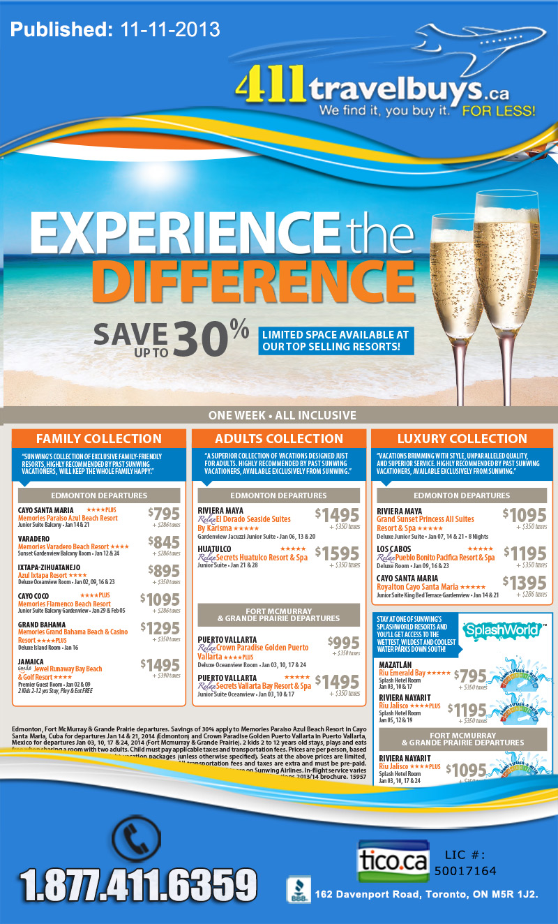 Sunwing Vacations | Experience the Difference | Save Up to 30% ...