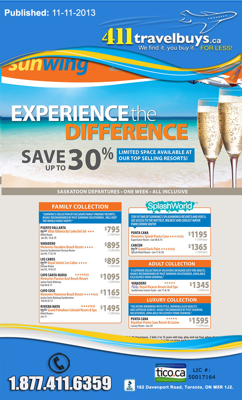 Sunwing Vacations | Experience the Difference | Save Up to 30% ...