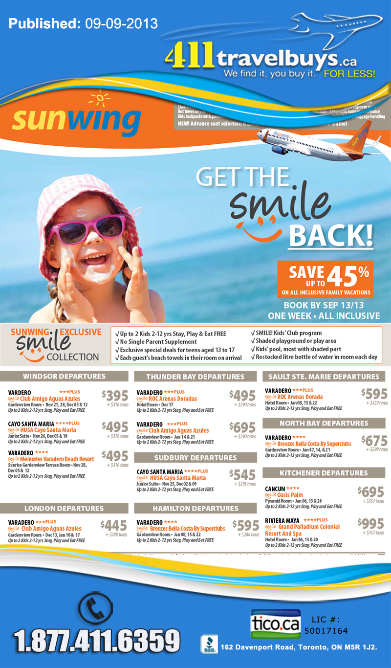 Sunwing Get the Smile Back Offers | Sunwing Vacations | Cheap Last ...