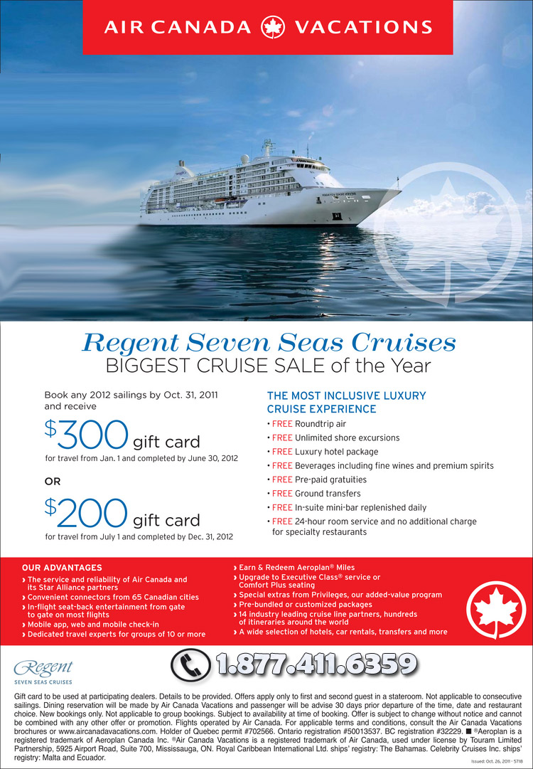 Regent Seven Seas Deal with Air Canada Vacations