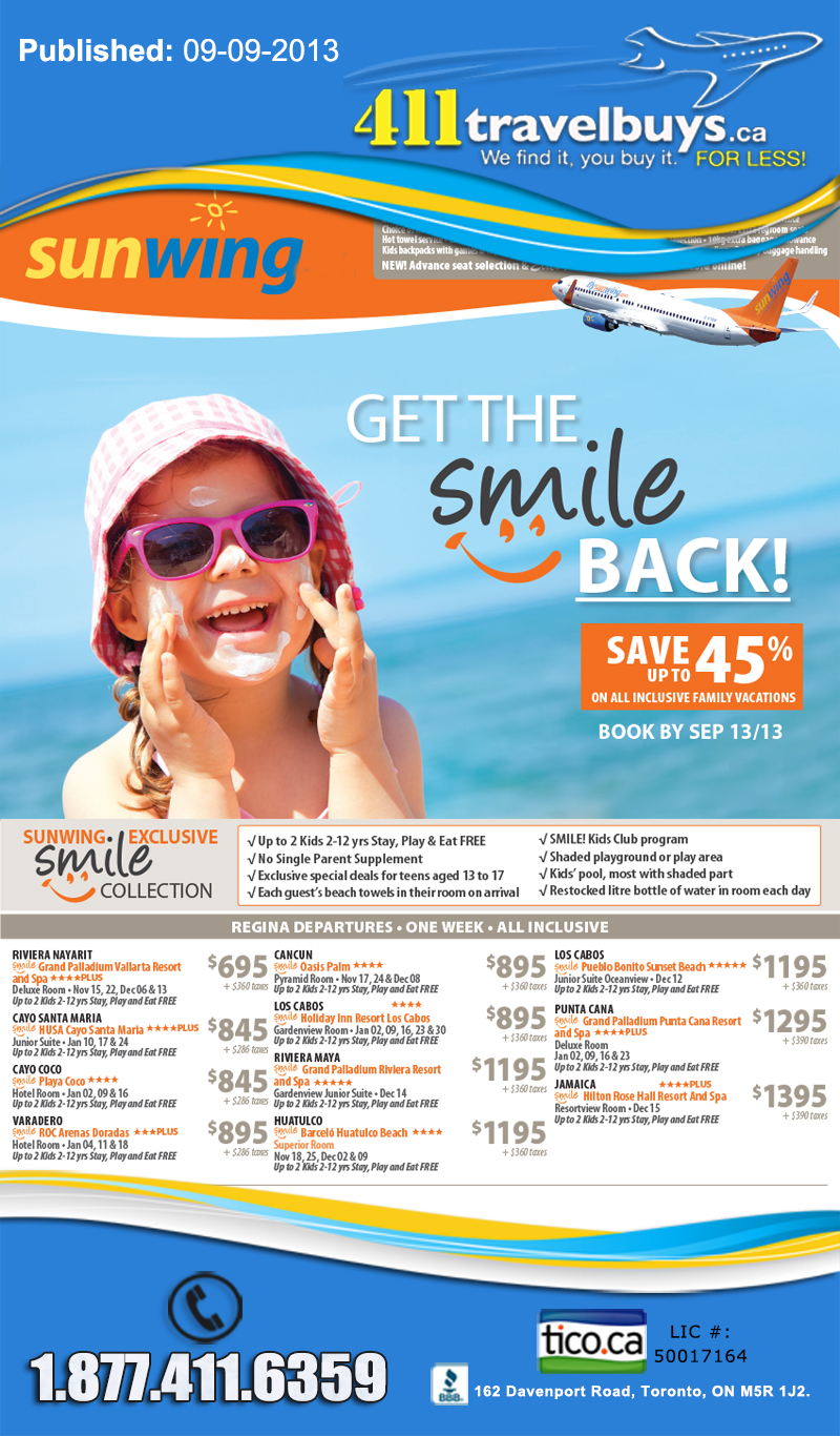 Sunwing Get the Smile Back Offers | Sunwing Vacations | Cheap Last ...