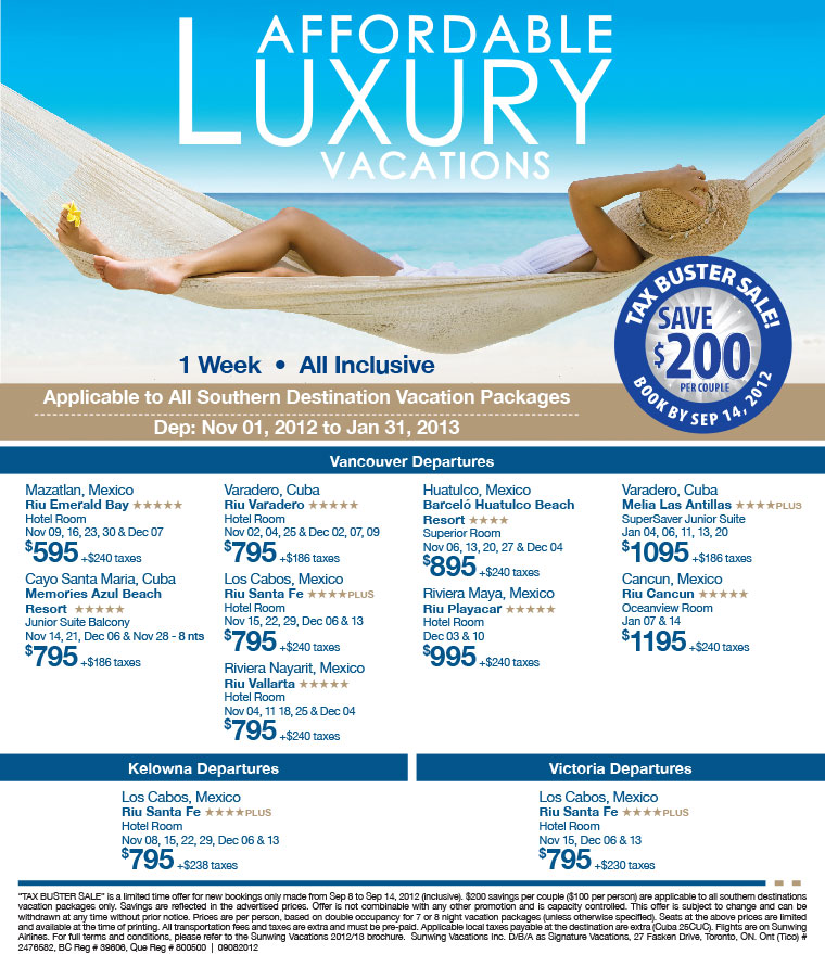 Signature Vacations | Special Packages | Affordable Luxury ...